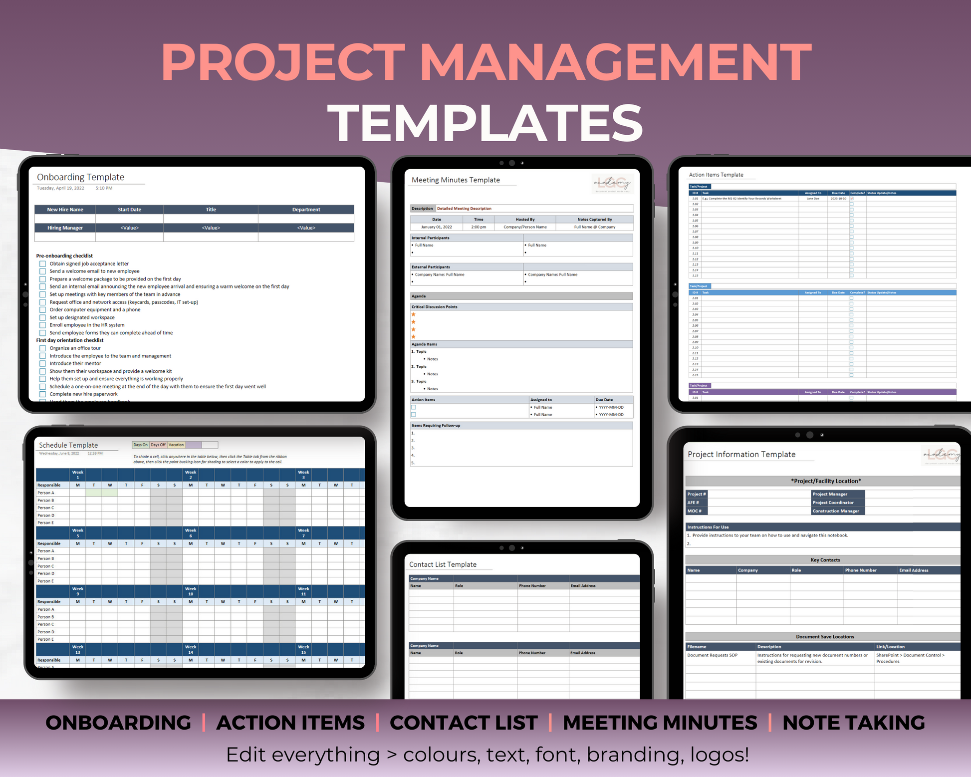 Project Management Planner: Project Management Forms Organize, Project  Planner Notebook, Journal and Organize Notes, To Do, Ideas, Follow Up,  Project