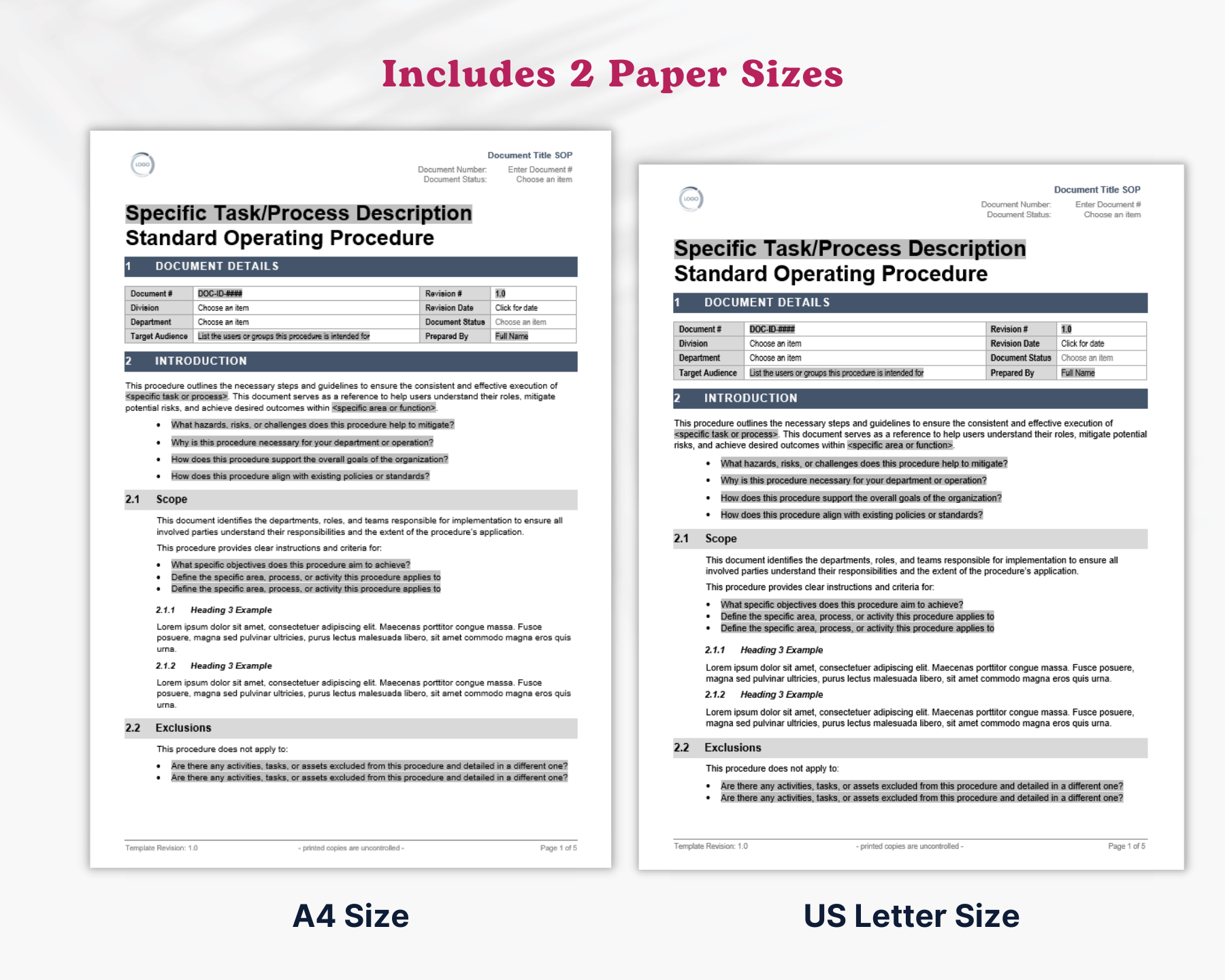 standard operating procedure template